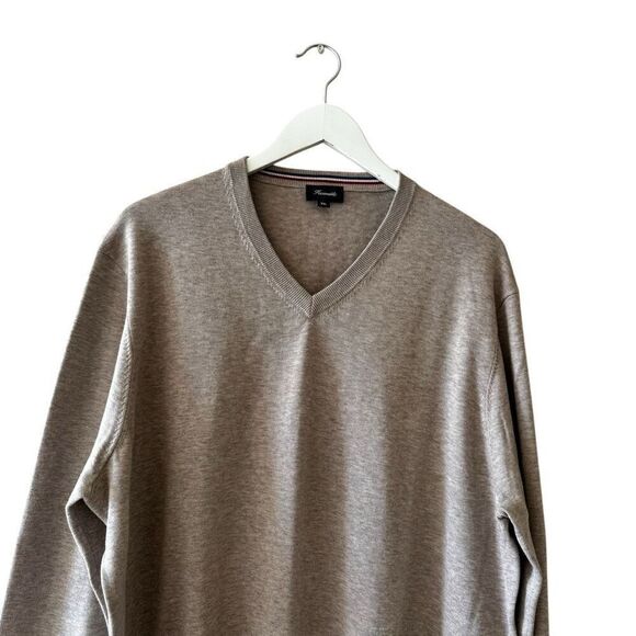Facconable Tan Beige V-Neck Jumper Soft Minimalist Office SZ XXL #2385 - Picture 3 of 14